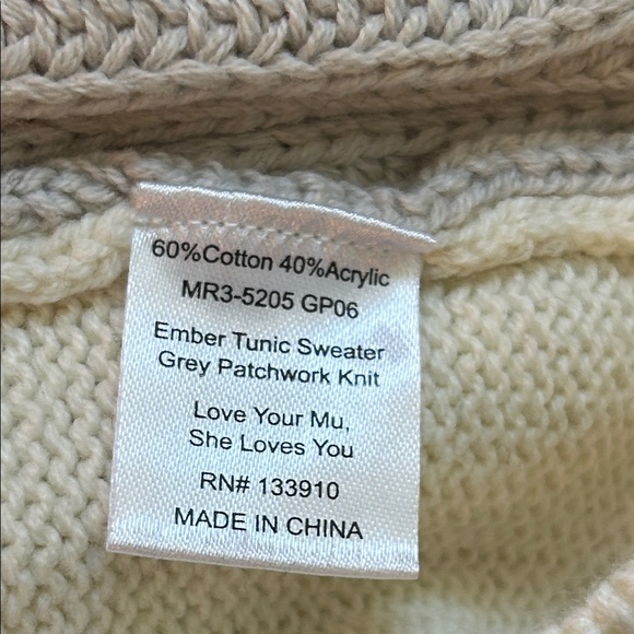 Show Me Your MuMu Ember Tunic Sweater in Gray Patchwork Knit Size Small NWT - Picture 7 of 8